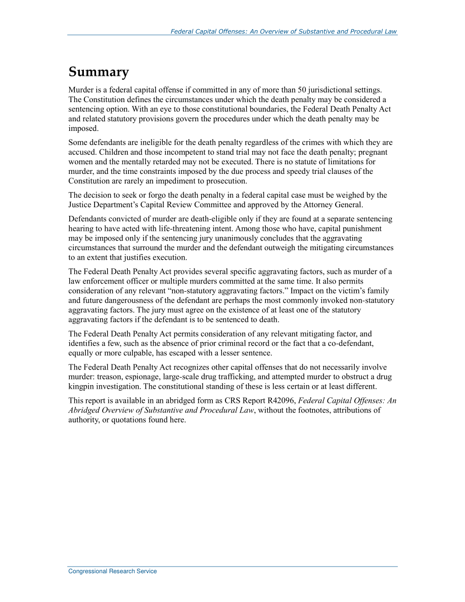 [20160225]R42095_联邦死刑：实体法和程序法概述.pdf_第2页