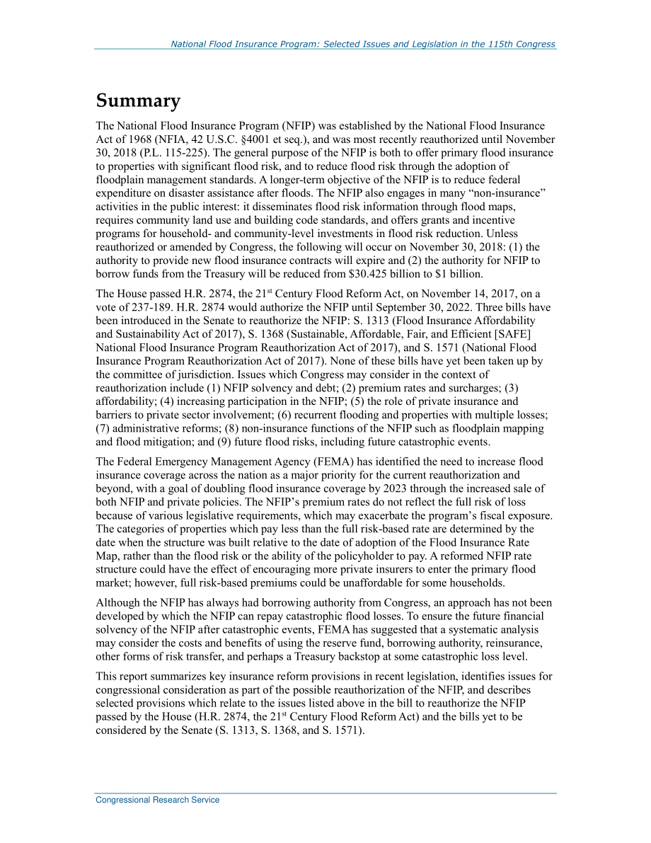 [20180731]R45099_国家洪水保险计划：第115届国会的选定议题和立法.pdf_第2页