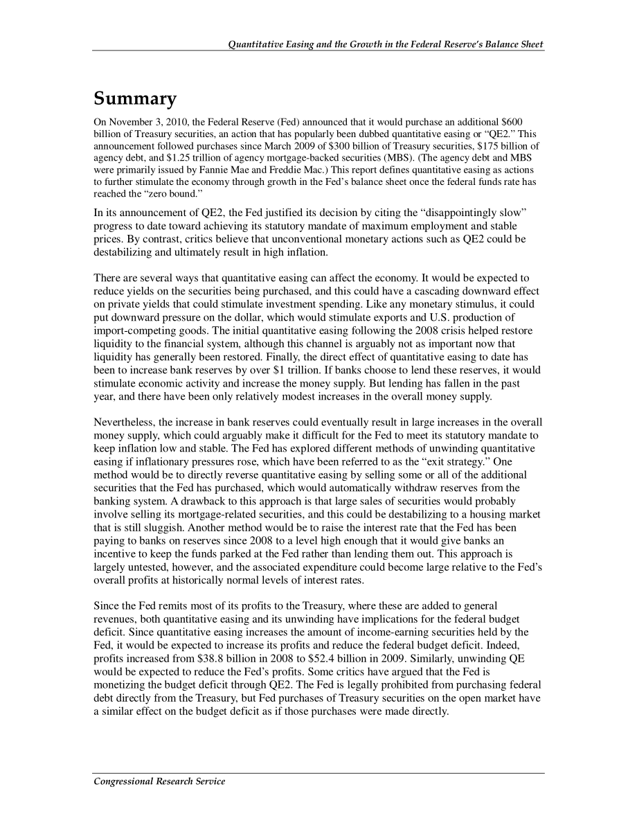[20101221]R41540_量化宽松与美联储资产负债表的增长.pdf_第2页