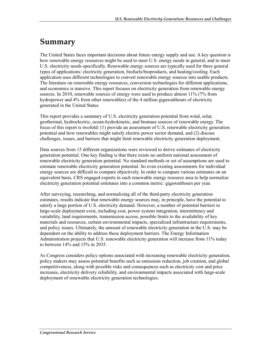 [20110805]R41954_美国可再生能源发电：资源和挑战.pdf_第2页