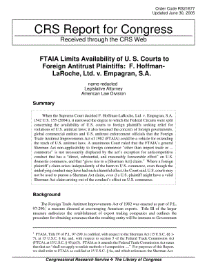 [20050630]RS21877_FTIA限制了美国法院对外国反托拉斯原告的可用性：F、 Hoffman LaRoche有限公司诉美国Empagran.pdf