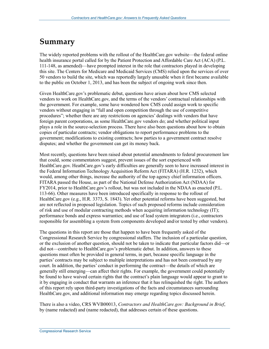 [20140124]R43368_承包商和医疗保健.政府：常见问题解答.pdf_第2页