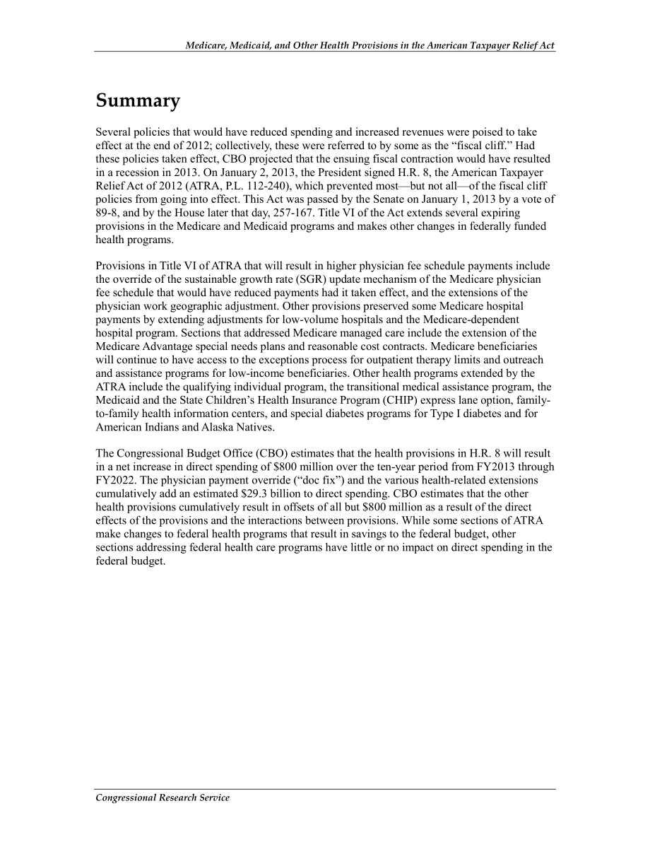 [20130131]R42944_2012年《美国纳税人救济法案》中的医疗保险、医疗补助和其他健康条款.pdf_第2页