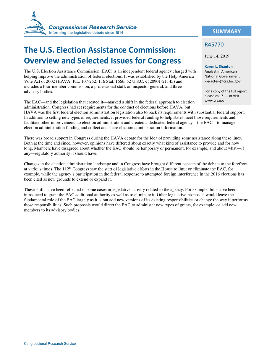 [20190614]R45770_美国选举援助委员会：概述和国会选定的问题.pdf_第2页