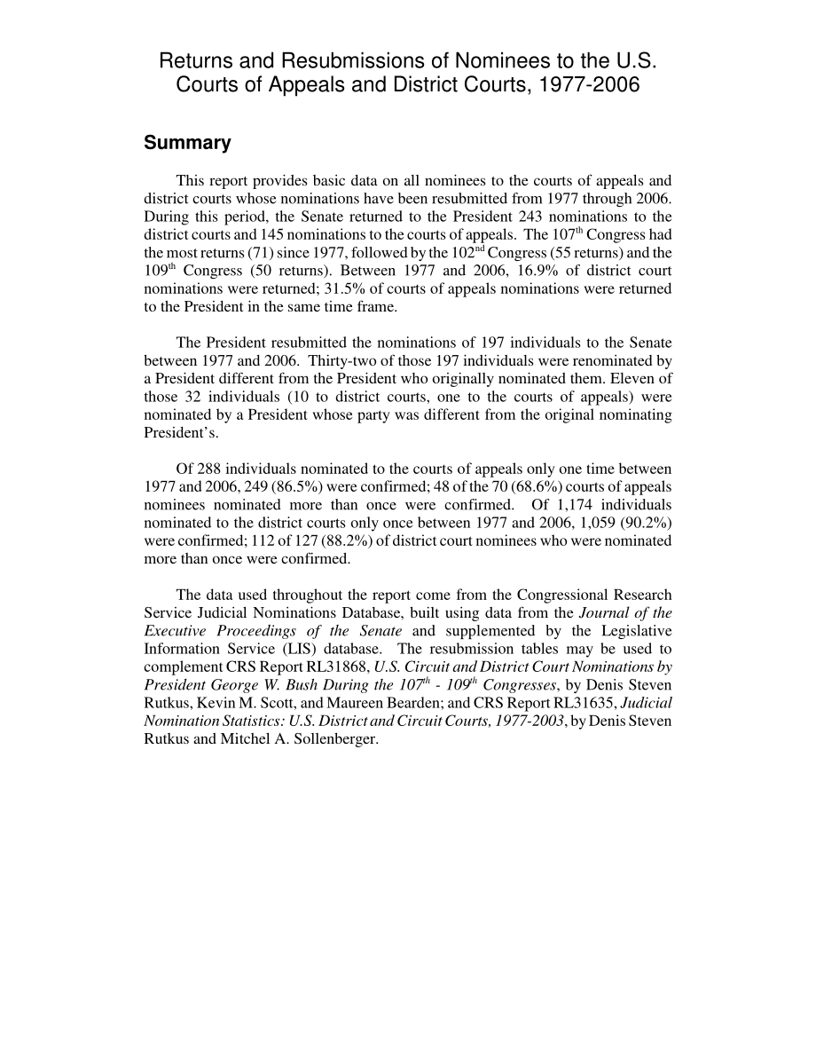 [20070126]RL33839_1977-2006年美国上诉法院和地区法院被提名人的申报和重新提交.pdf_第2页