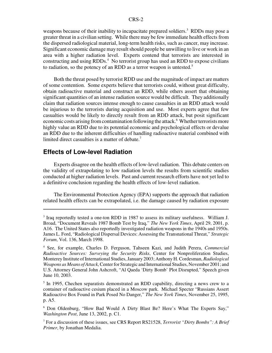 [20060126]RS21766_放射性扩散装置：选择后果管理中的问题.pdf_第2页