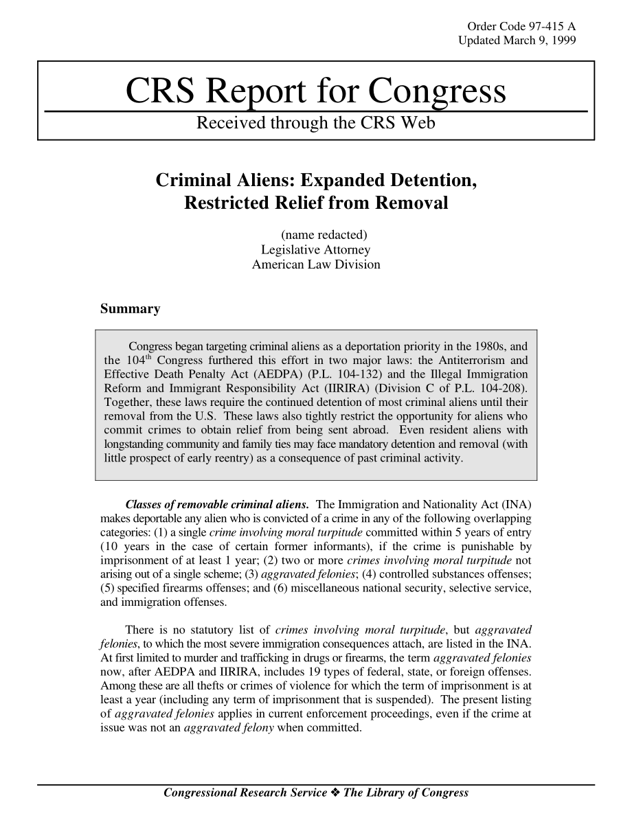 [19990309]97-415_犯罪外国人：扩大拘留限制解除驱逐.pdf_第1页