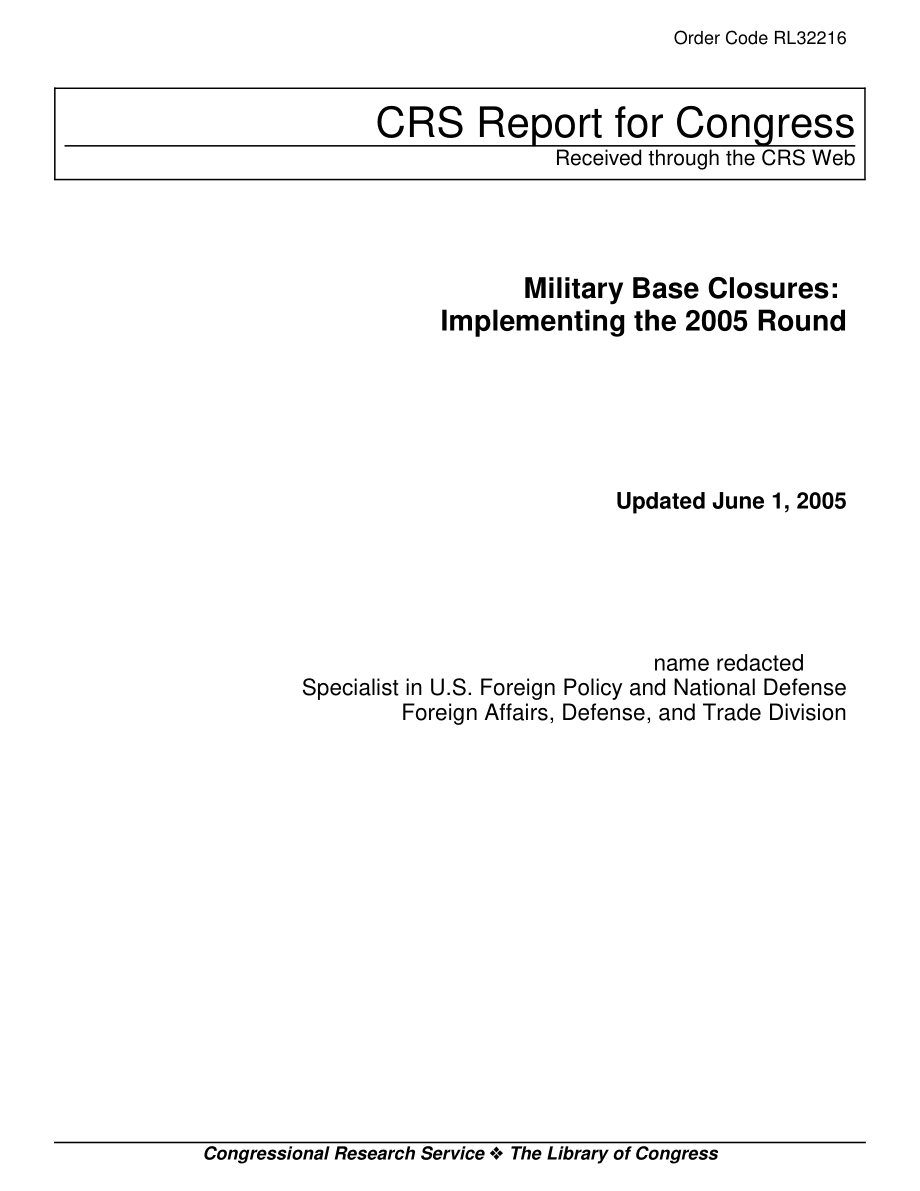 [20050601]RL32216_军事基地关闭：实施2005年回合.pdf_第1页