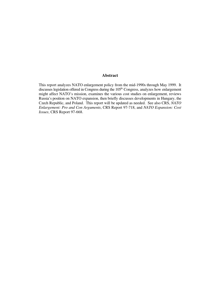 [19990524]RL30192_北约：国会讨论扩大联盟.pdf_第2页