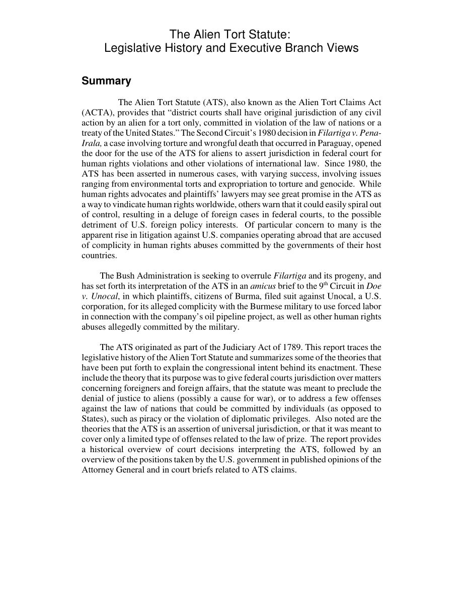 [20031002]RL32118_《外国人侵权法》：立法历史和行政部门观点.pdf_第2页