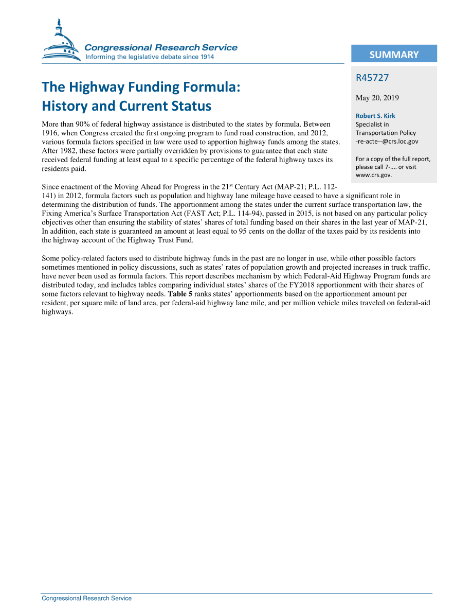 [20190520]R45727_公路资金公式：历史和当前状态.pdf_第2页