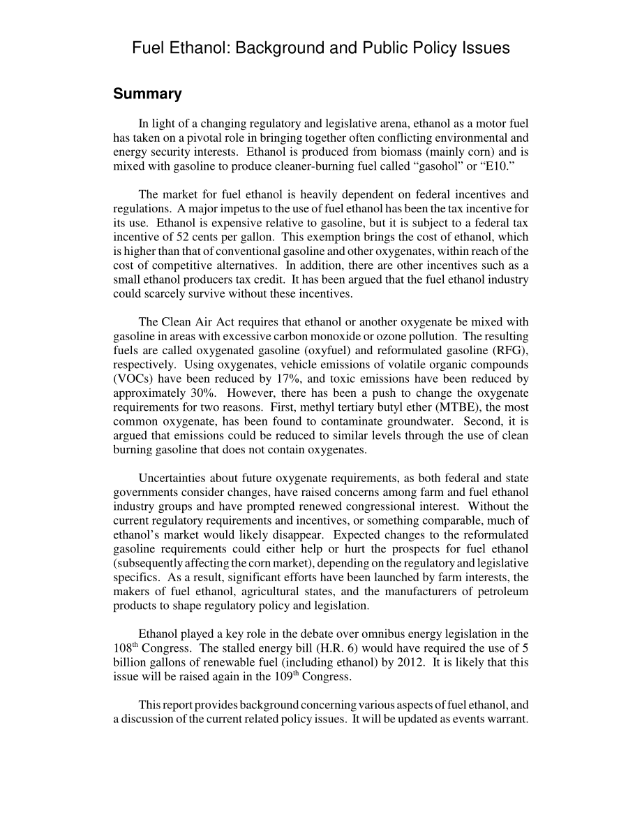[20041217]RL30369_燃料乙醇：背景和公共政策问题.pdf_第2页