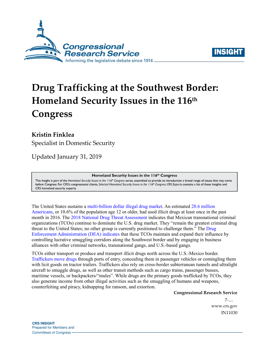 [20190131]IN11030_西南边境贩毒：第116届国会的国土安全问题.pdf_第1页
