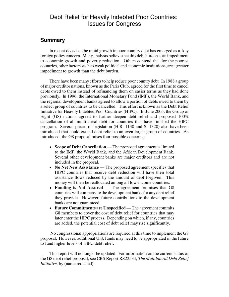 [20060418]RL33073_重债穷国债务减免：国会议题.pdf_第2页