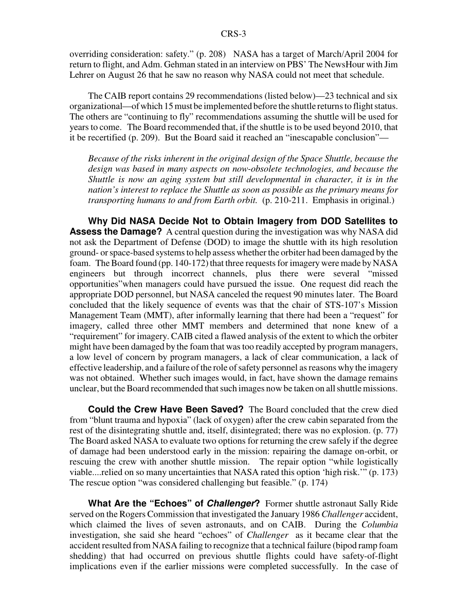 [20030902]RS21606_NASA哥伦比亚号航天飞机：哥伦比亚事故调查委员会报告摘要.pdf_第3页