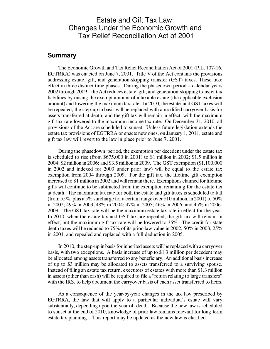 [20020129]RL31061_遗产和赠与税法：2001年《经济增长和税收减免和解法》下的变化.pdf_第2页
