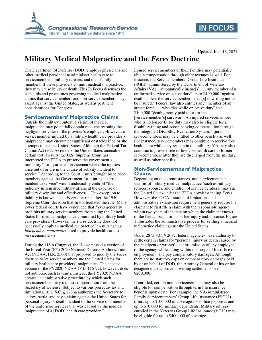 [20210616]IF11102_军事医疗事故与Feres学说.pdf_第1页