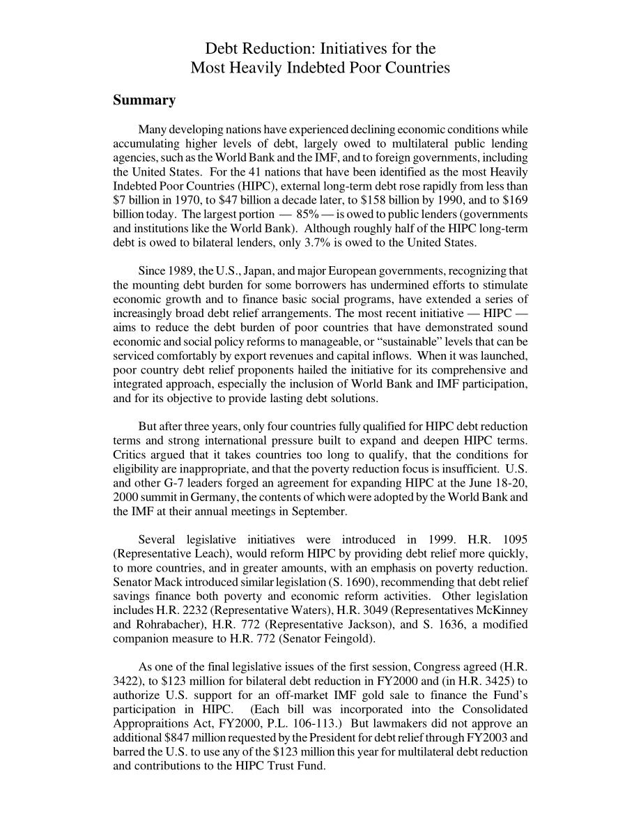 [20000201]RL30214_债务减免：针对重债穷国的倡议.pdf_第3页