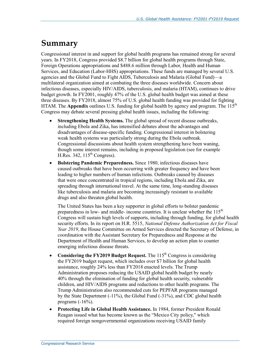 [20180709]R43115_美国全球卫生援助：2001-2019财年申请.pdf_第2页