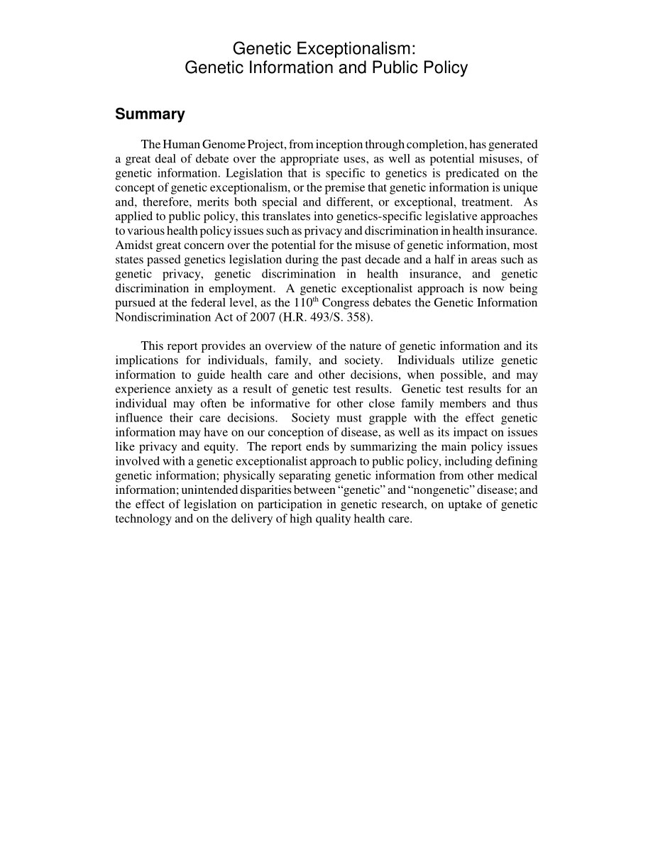 [20080214]RL34376_遗传例外论：遗传信息与公共政策.pdf_第2页