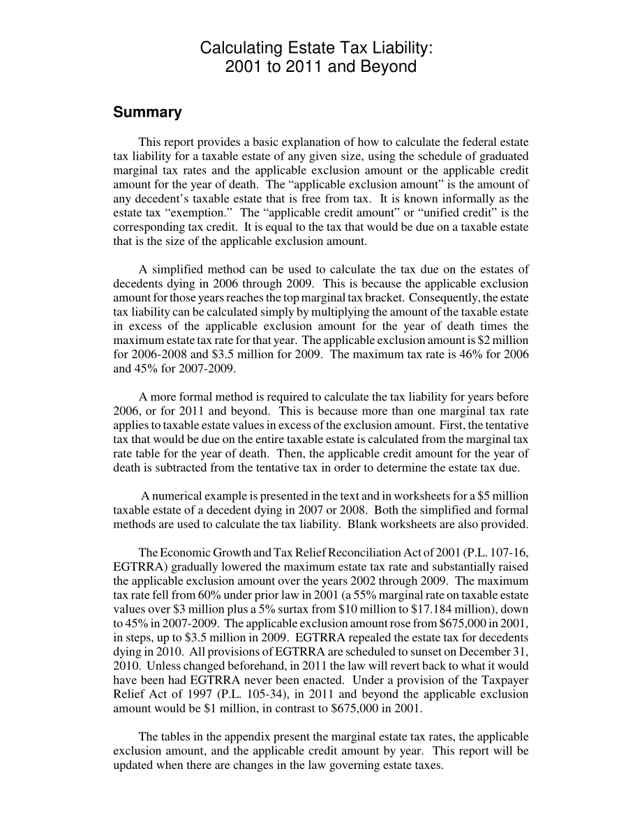[20080507]RL33718_计算遗产税负债：2001年至2011年及以后.pdf_第2页