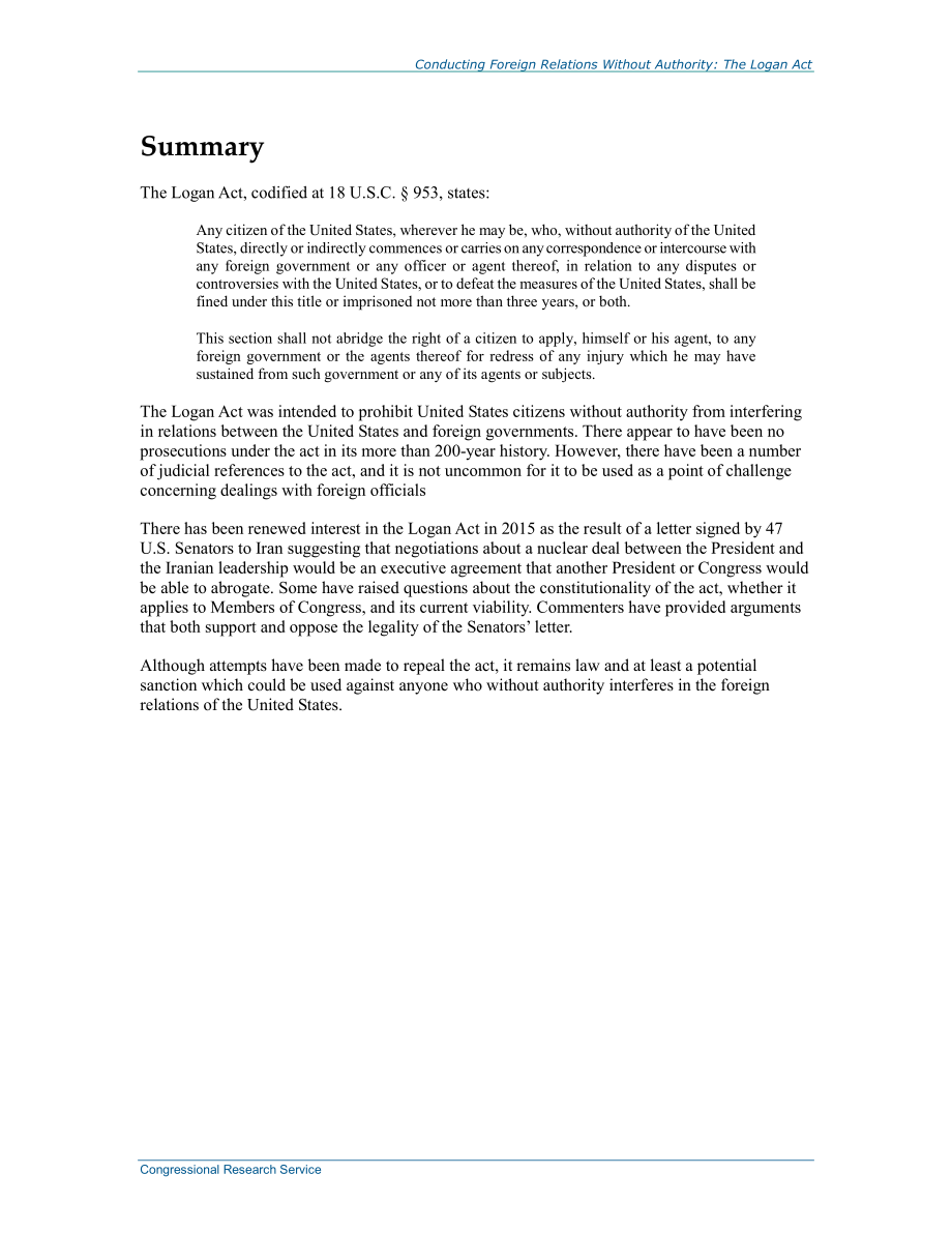 [20150311]RL33265_擅自对外交往：洛根法案.pdf_第2页