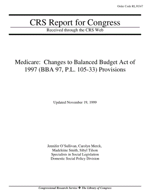 [19991119]RL30347_医疗保险： Changes to Balanced Budget Act of 1997 (BBA 97, P.L. 105-33) Provisions.pdf