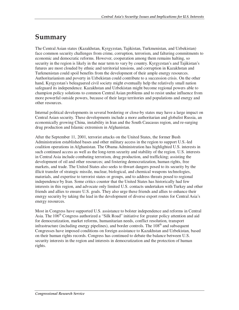 [20100311]RL30294_中亚安全：对美国利益的问题和影响.pdf_第2页