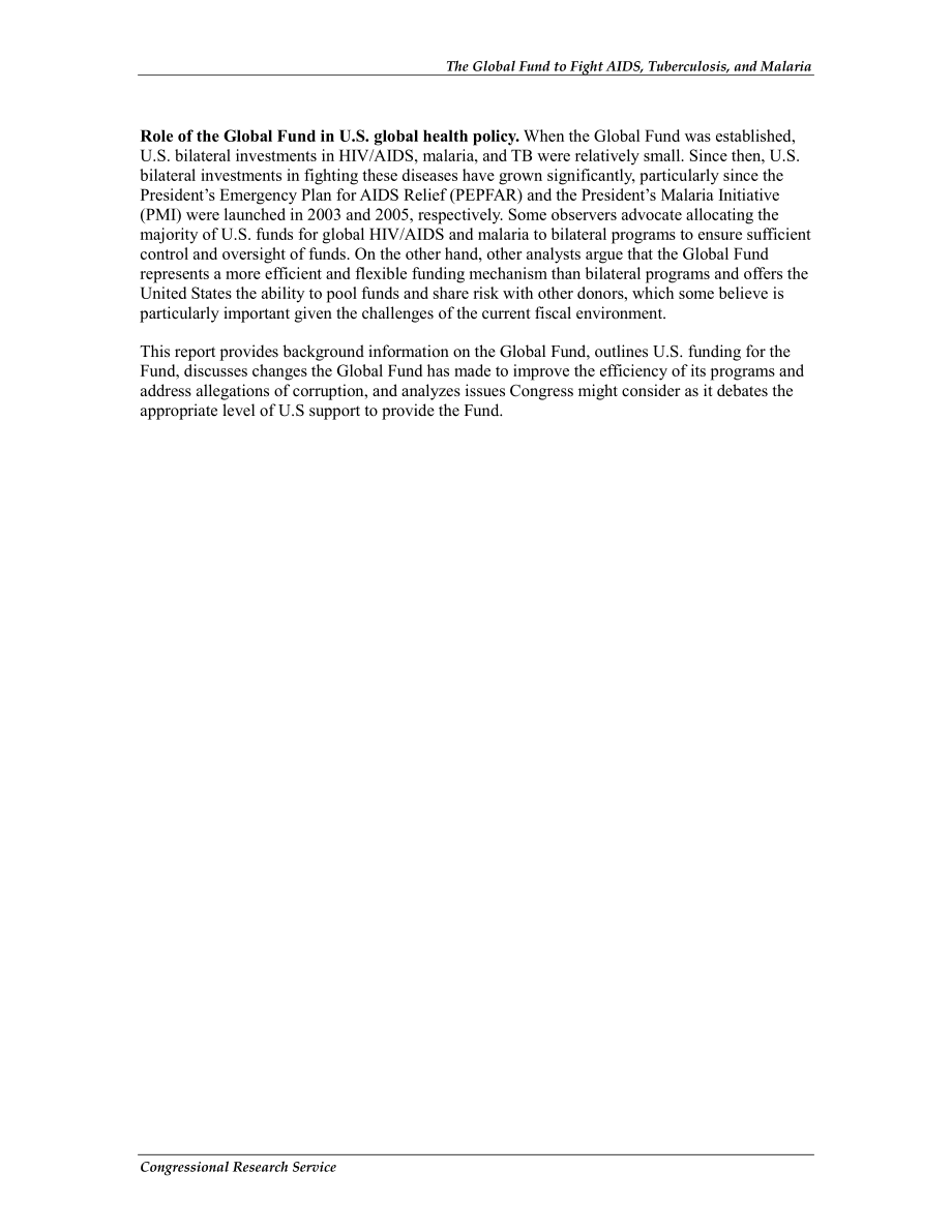 [20120515]R41363_全球抗击艾滋病、结核病和疟疾基金：2001财年至2013财年国会议题和美国捐款 .pdf_第3页