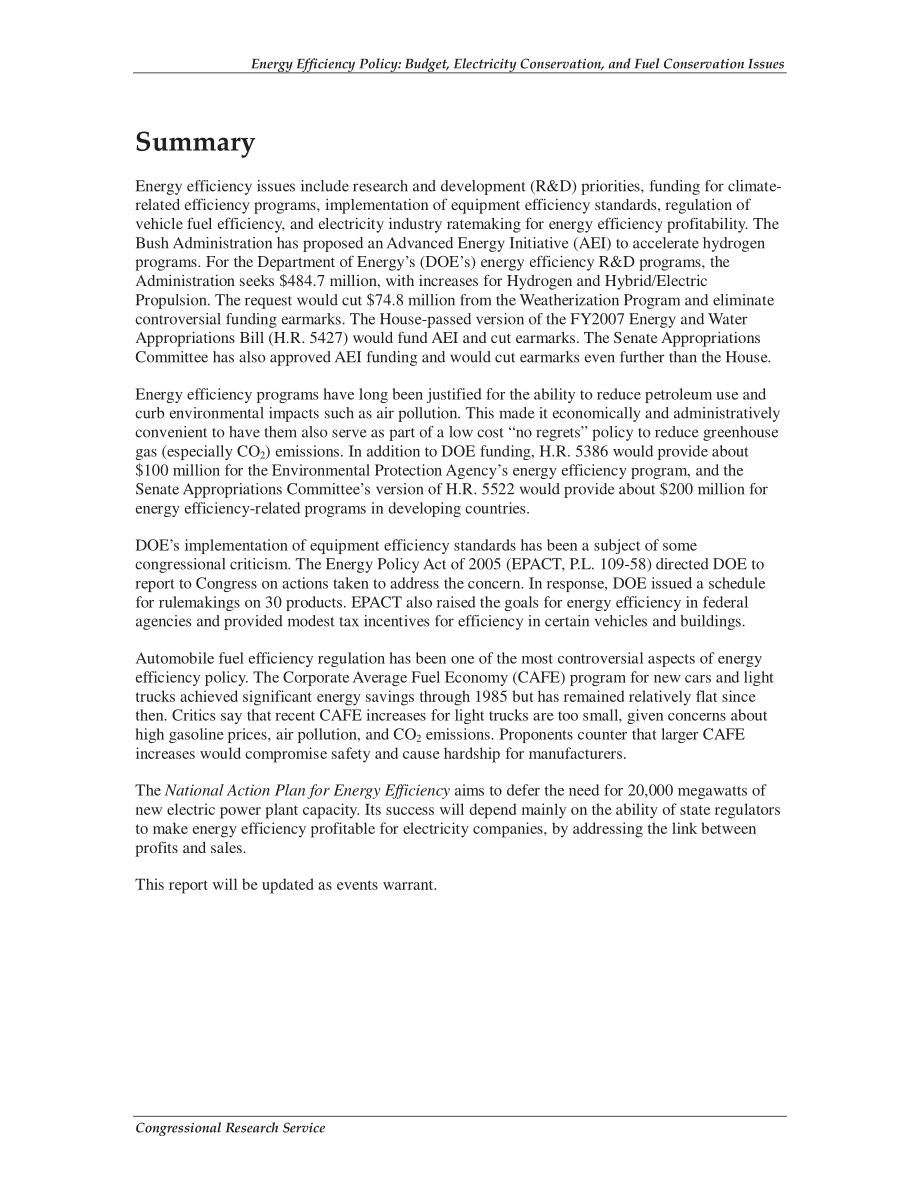 [20060808]RL33599_能源效率政策：预算、节电和节油问题.pdf_第2页