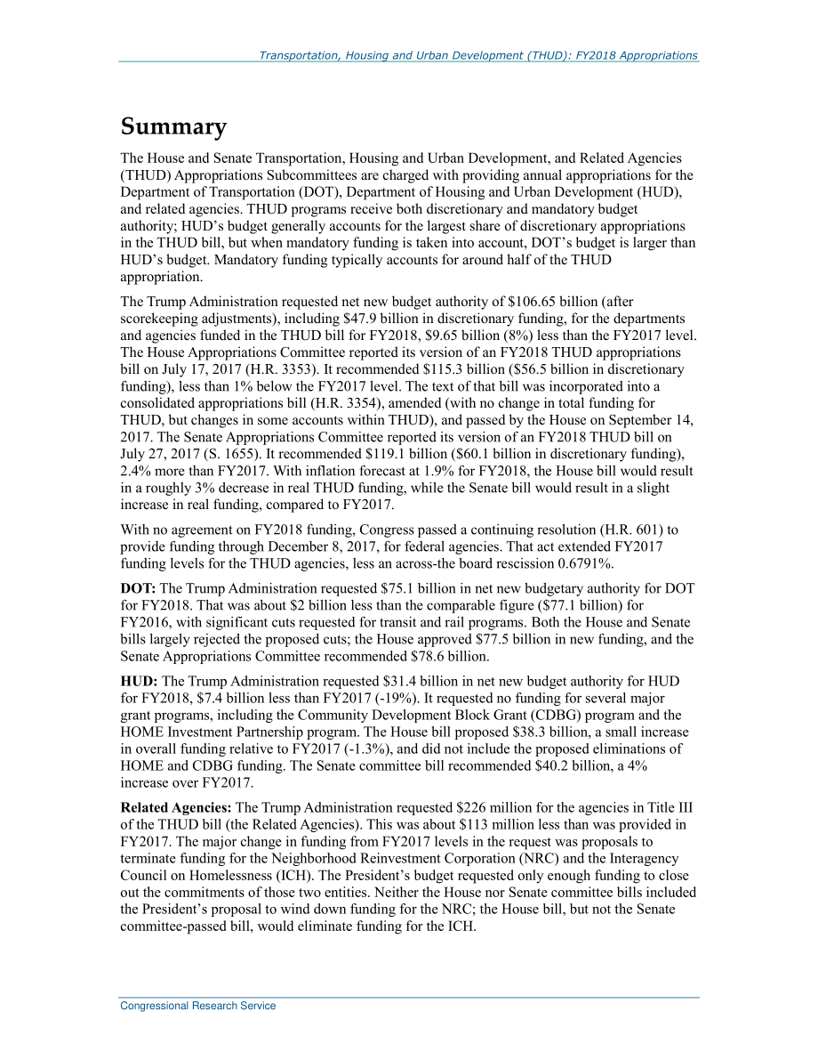 [20171114]R45022_交通、住房和城市发展及相关机构（THUD）：2018财年拨款.pdf_第2页