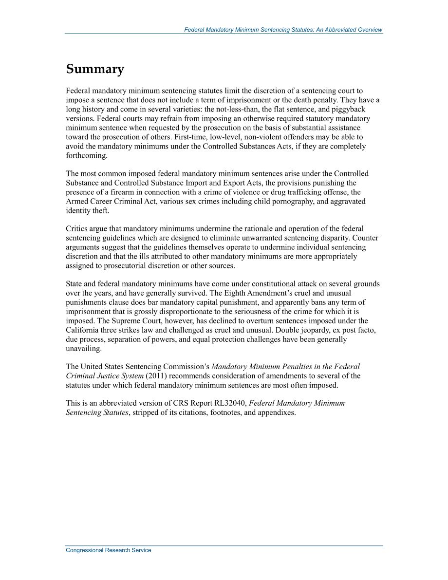 [20130909]RS21598_联邦强制性最低量刑法规：简要概述.pdf_第2页