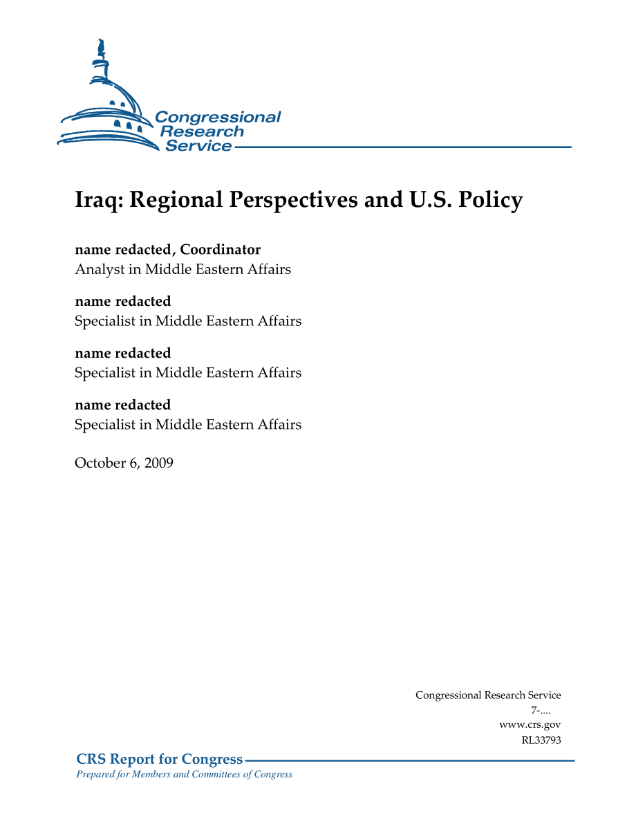 [20091006]RL33793_伊拉克：地区观点和美国政策.pdf_第1页