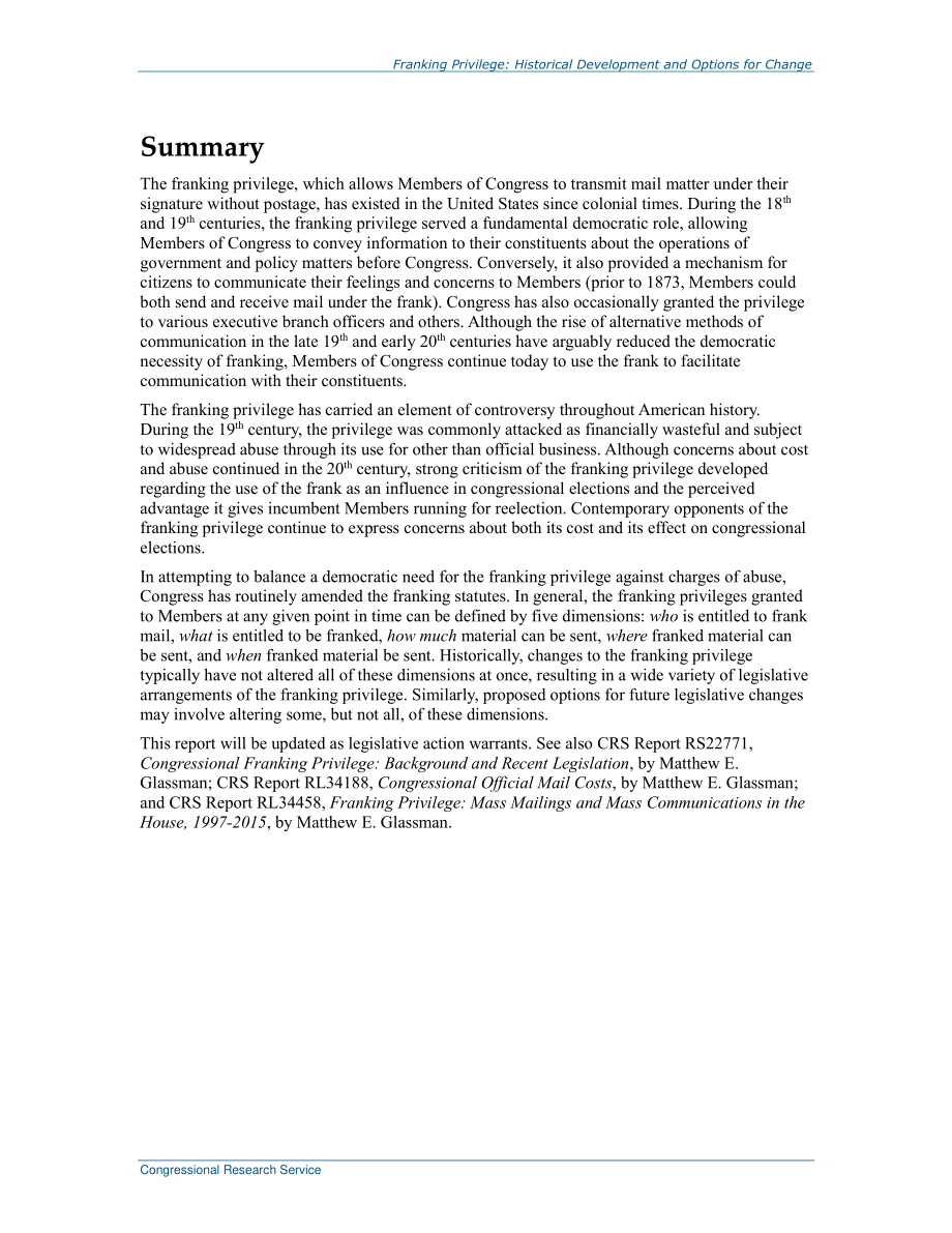 [20160503]RL34274_邮戳特权：历史发展和变革选择.pdf_第2页