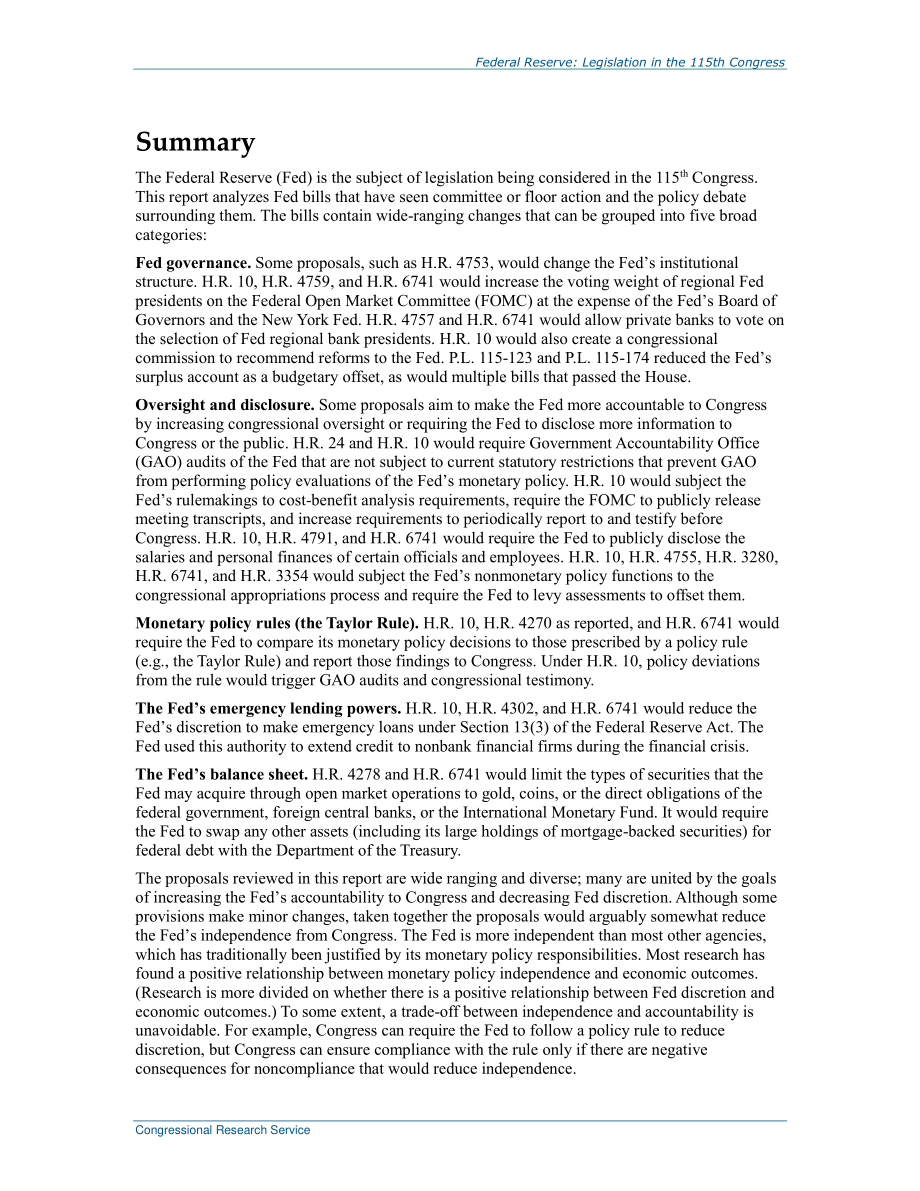 [20180925]R44848_美联储：第115届国会的立法.pdf_第2页