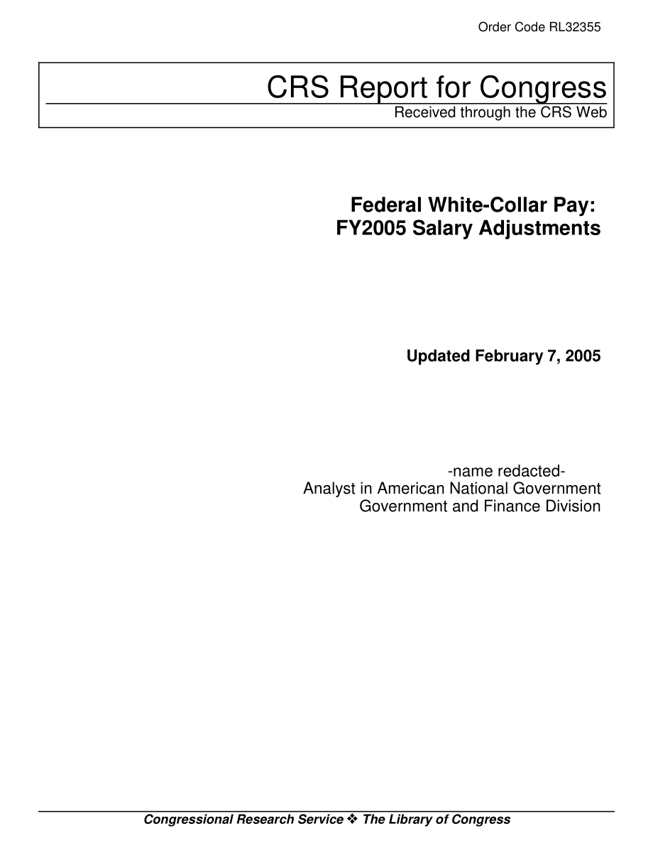 [20050207]RL32355_联邦白领工资：2005财年薪资调整.pdf_第1页