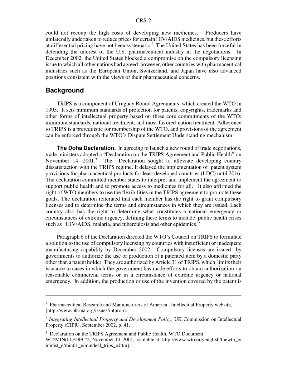 [20051212]RS21609_WTO、知识产权和药品准入争议.pdf_第2页