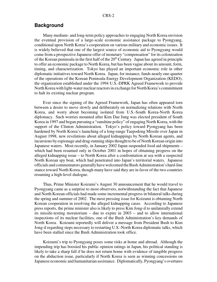 [20020912]RS20526_朝日关系：正常化谈判和赔偿问题.pdf_第2页