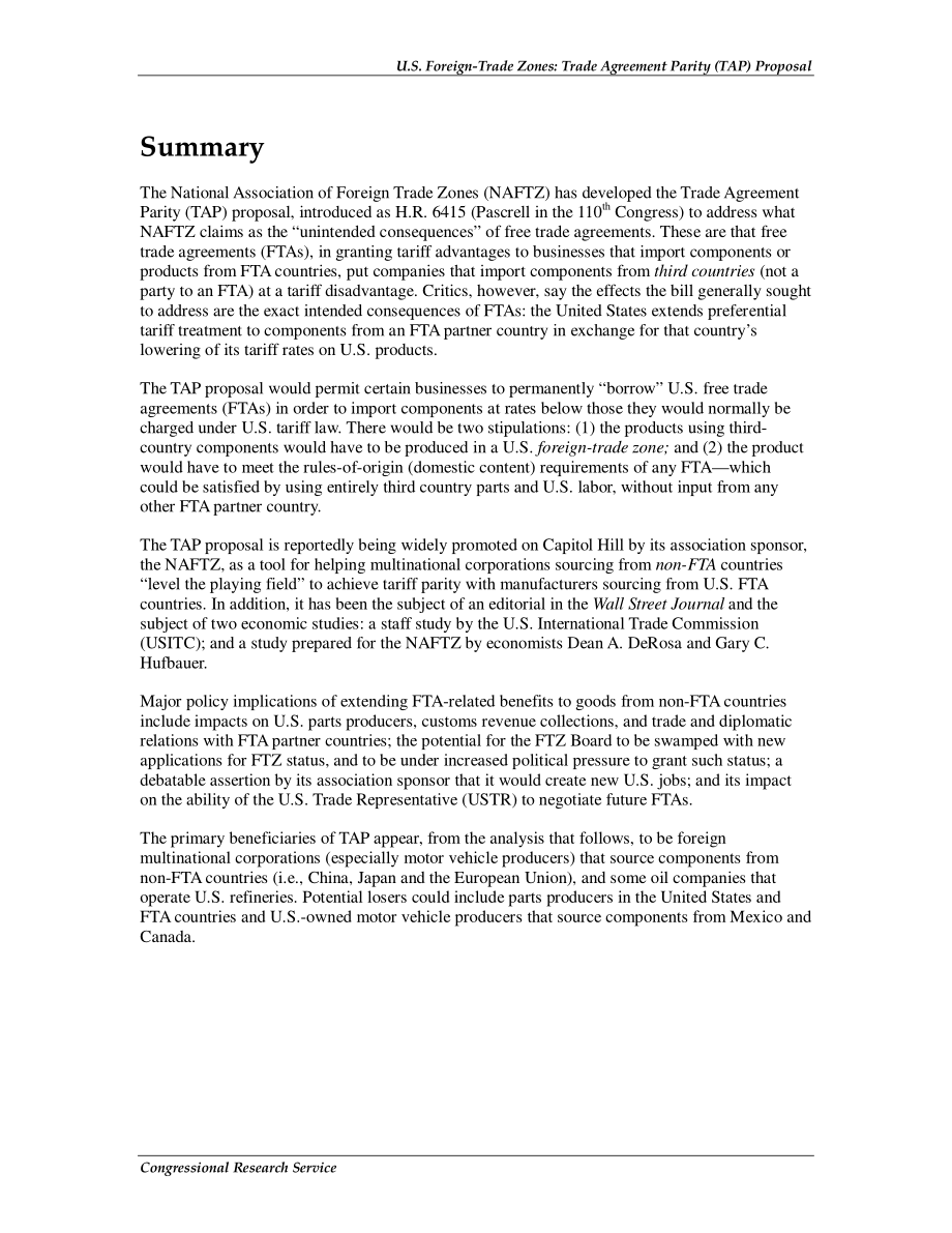 [20100120]RL34688_美国外贸区：贸易协定平价（TAP）提案.pdf_第2页