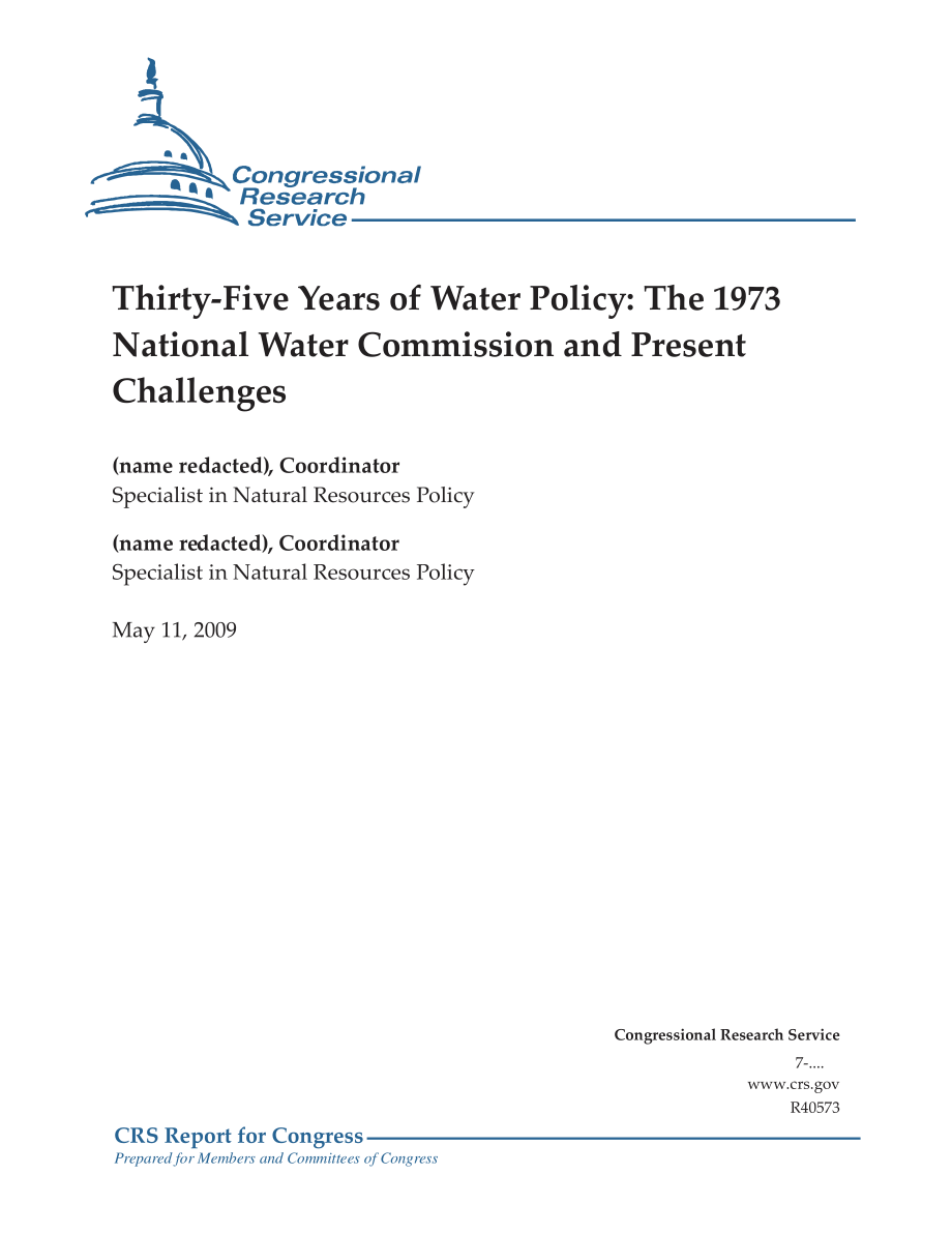 [20090511]R40573_35年水政策：1973年国家水务委员会和当前的挑战.pdf_第1页