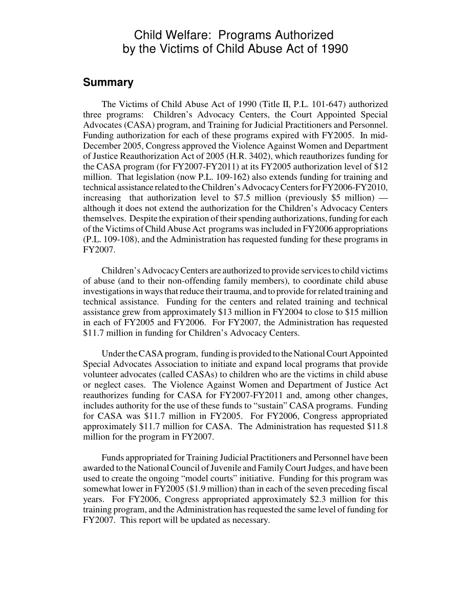 [20060426]RL32976_儿童福利：1990年《虐待儿童受害者法》授权的计划.pdf_第2页