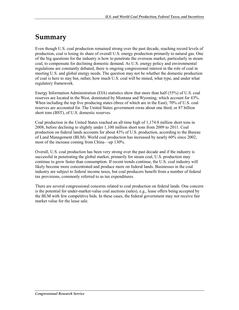[20130314]R43011_美国和世界煤炭生产、联邦税收和激励措施.pdf_第2页