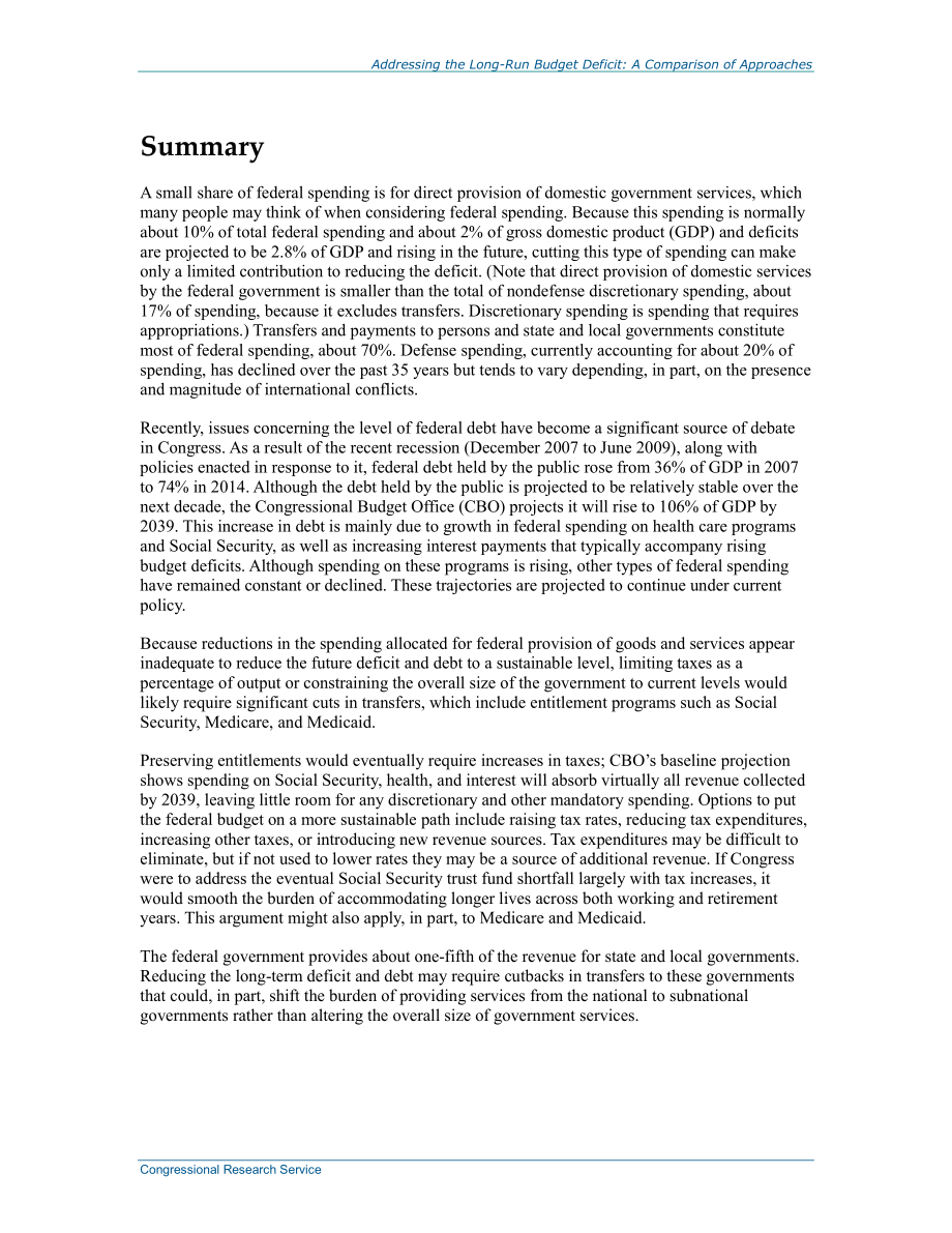 [20141209]R41970_解决长期预算赤字：方法比较.pdf_第2页