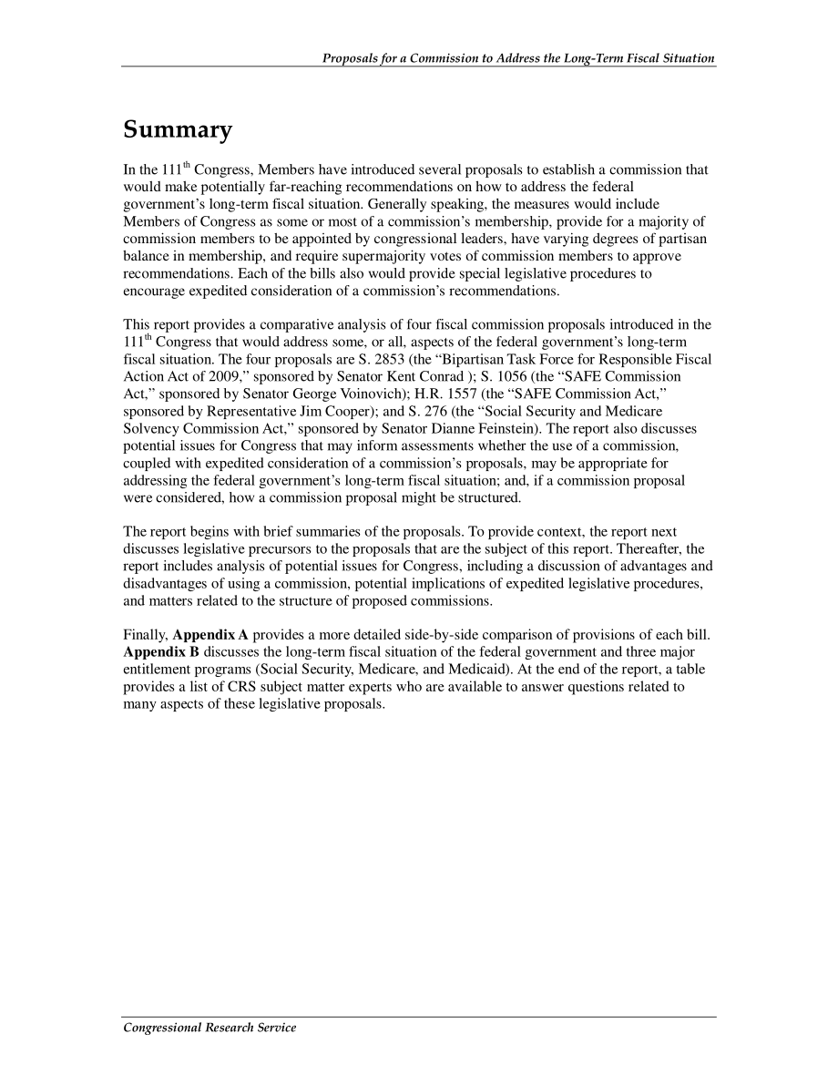 [20091214]R40986_关于成立一个委员会解决联邦政府长期财政状况的建议.pdf_第2页