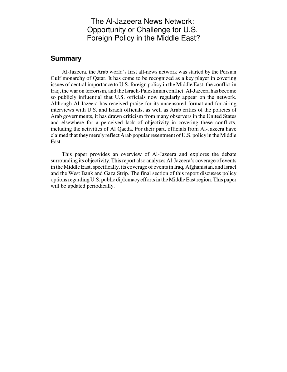 [20030723]RL31889_半岛电视台新闻网：美国中东外交政策的机遇还是挑战？.pdf_第2页