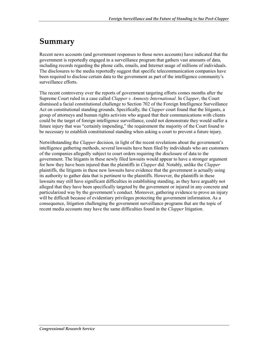 [20130710]R43107_外国监视和起诉后克拉珀的未来 .pdf_第2页