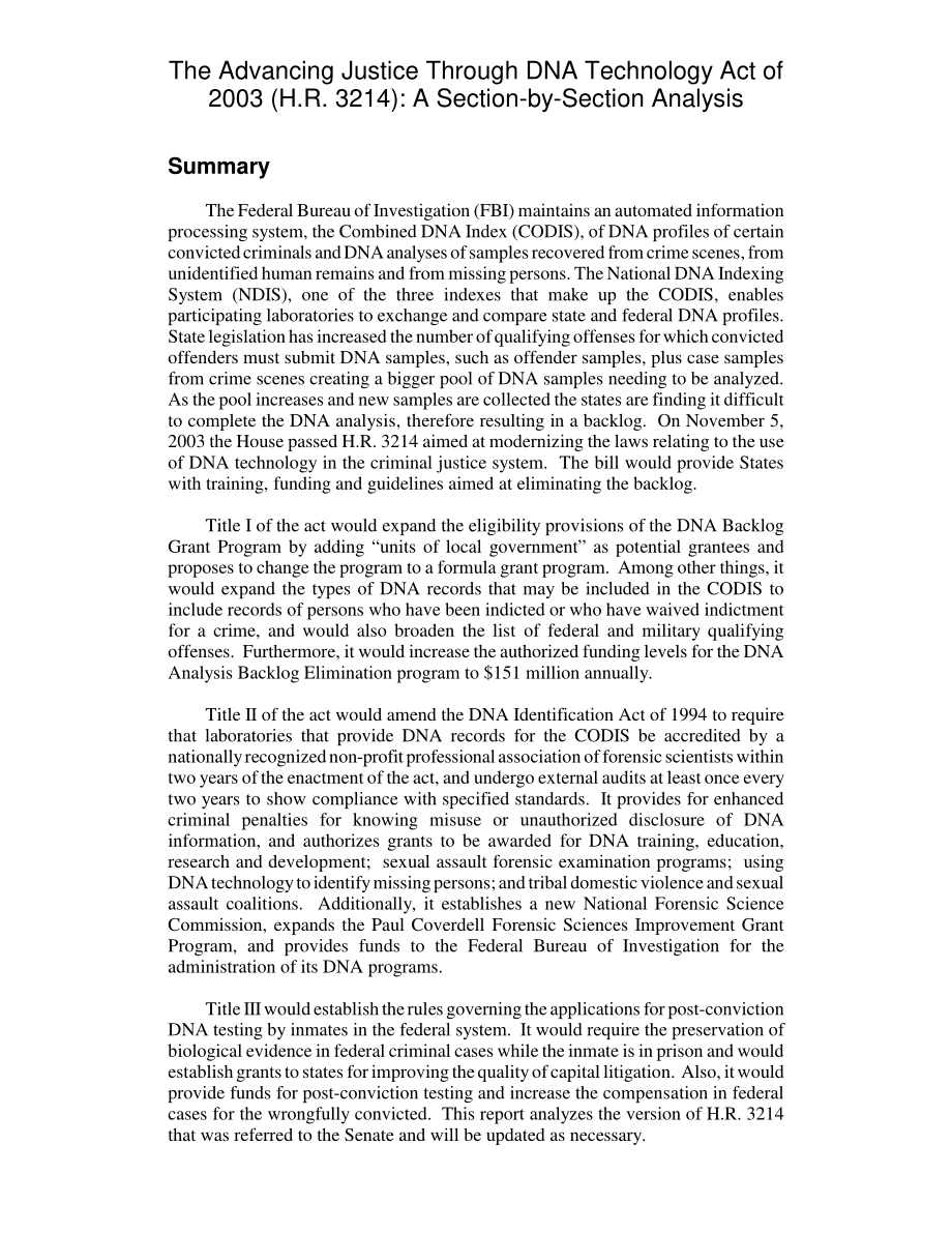 [20040713]RL32469_2003年通过DNA技术促进正义法案（H.R.3214) 逐节分析.pdf_第2页