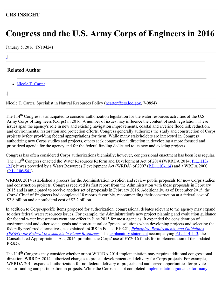 [20160105]IN10424_2016年国会和美国陆军工程兵团.pdf_第1页