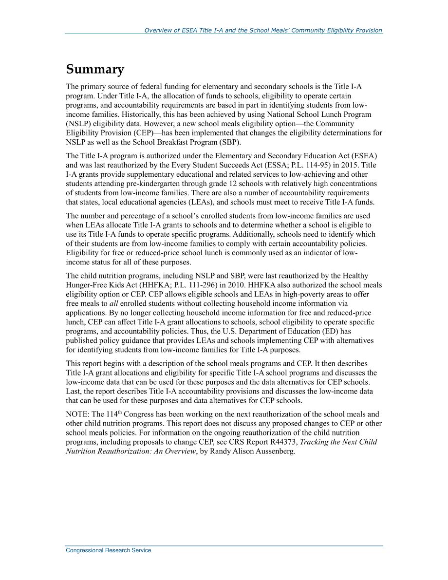 [20160720]R44568_ESEA标题I-A和学校膳食社区资格规定概述.pdf_第2页