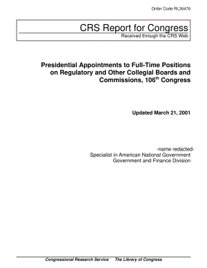 [20010321]RL30476_第106届国会对监管和其他合议委员会全职职位的总统任命.pdf